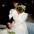 Chris and Anna cut the cake, Anna and Chris's Wedding, Southampton - December 1992