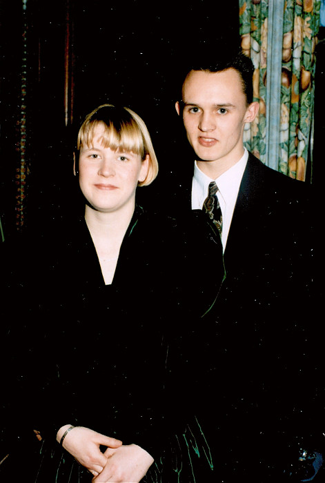 Alice and her boyfriend from Anna and Chris's Wedding, Southampton - December 1992