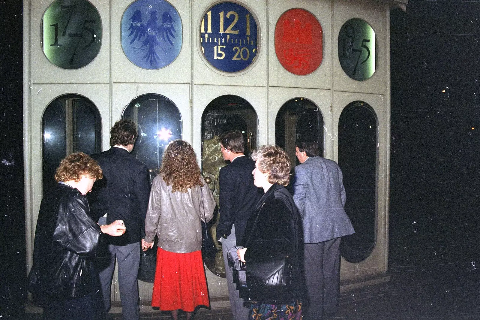 There's a curious clock in Chaplefield Gardens, from Clays Does Bruges, Belgium - 19th December 1992