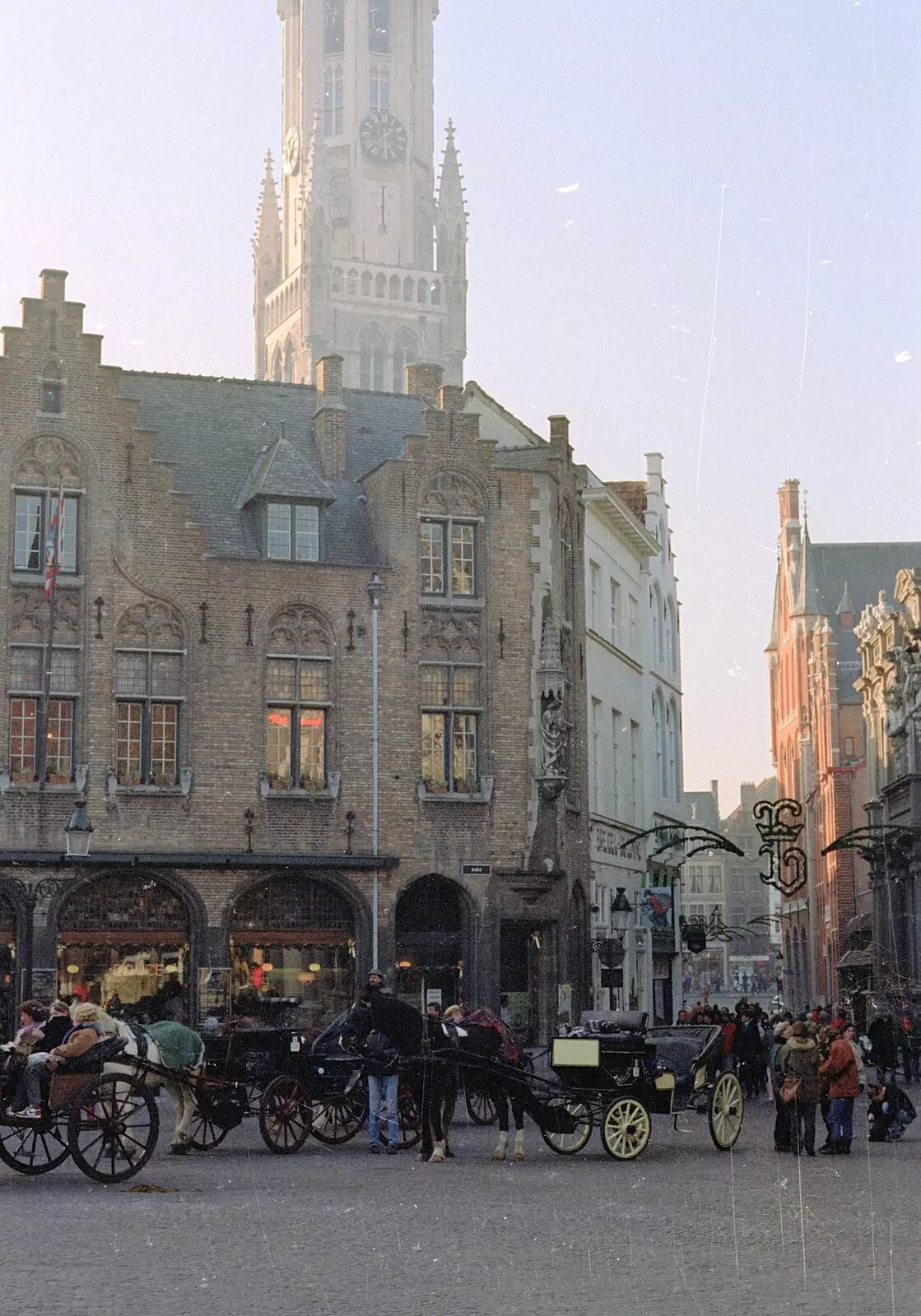 More horse-and-carts near the Grande Place, from Clays Does Bruges, Belgium - 19th December 1992