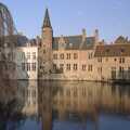 Tranquil reflected buildings in a Bruges river, Clays Does Bruges, Belgium - 19th December 1992