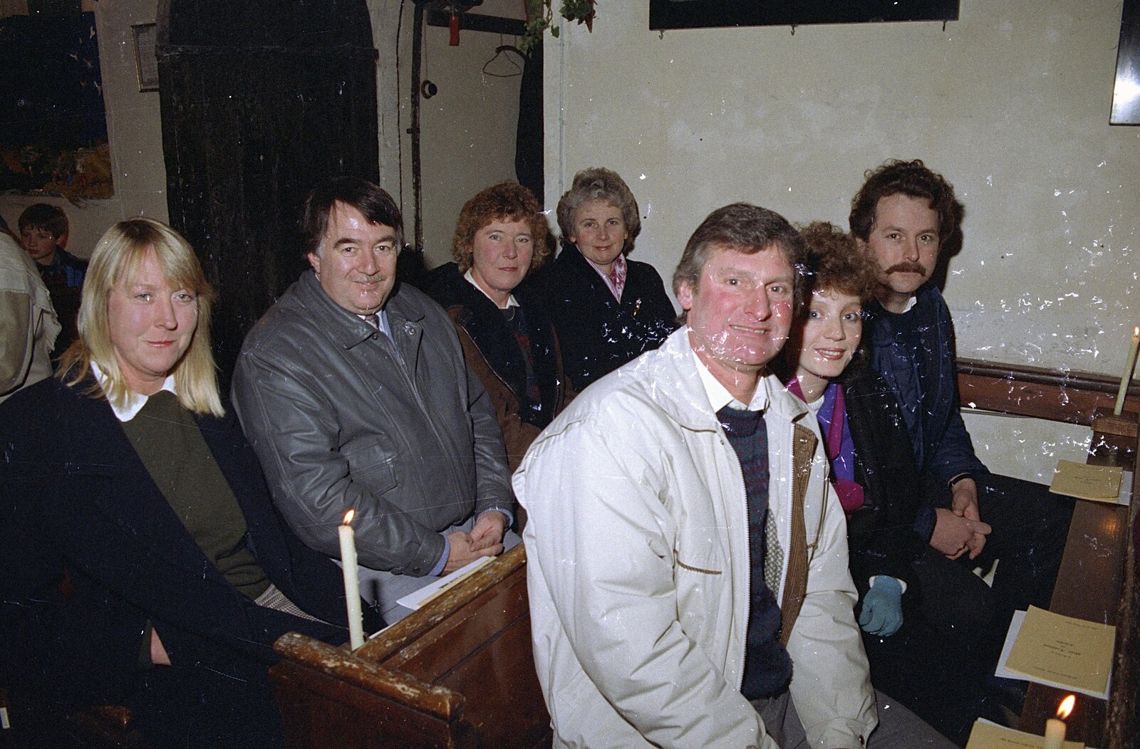 'Mad' Sue and the gang in Stuston church from Clays Does Bruges, Belgium - 19th December 1992
