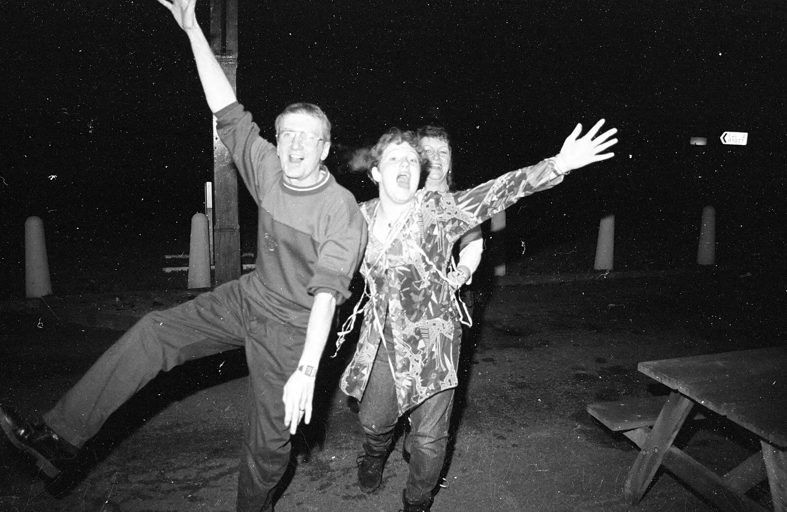 There's a conga outside the pub, from New Year's Eve at the Swan Inn, Brome, Suffolk - 31st December 1992