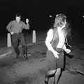 Barry and Davina dance around outside, New Year's Eve at the Swan Inn, Brome, Suffolk - 31st December 1992