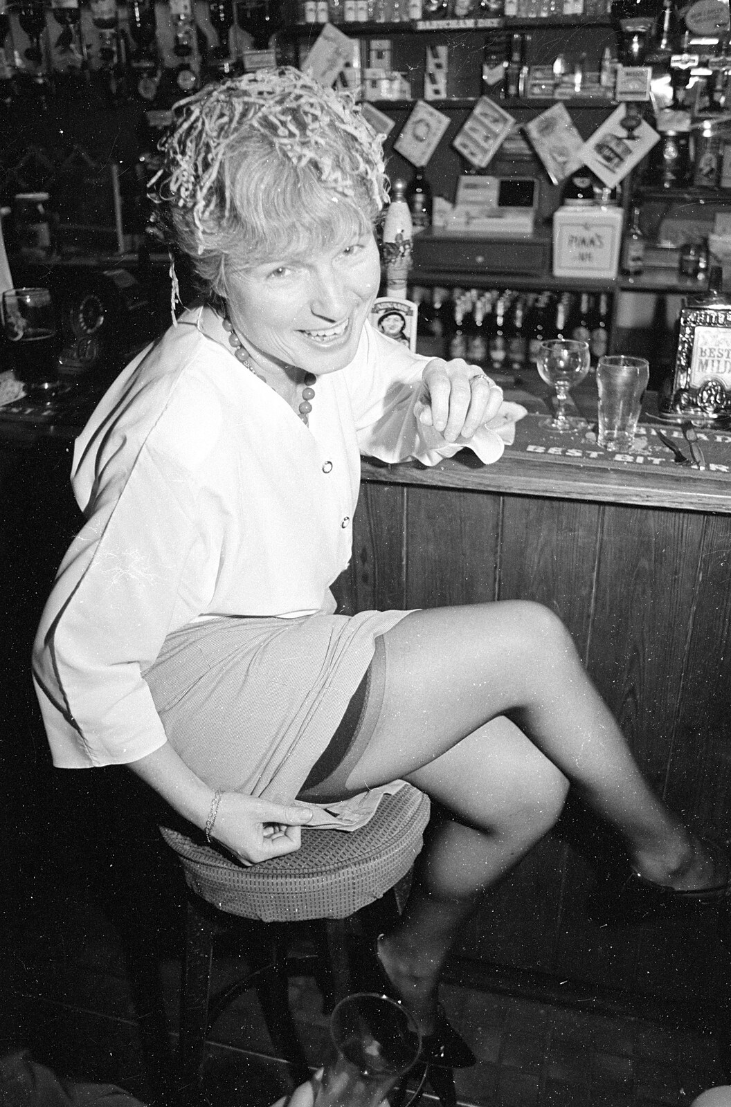 Spammy at the bar from New Year's Eve at the Swan Inn, Brome, Suffolk - 31st December 1992