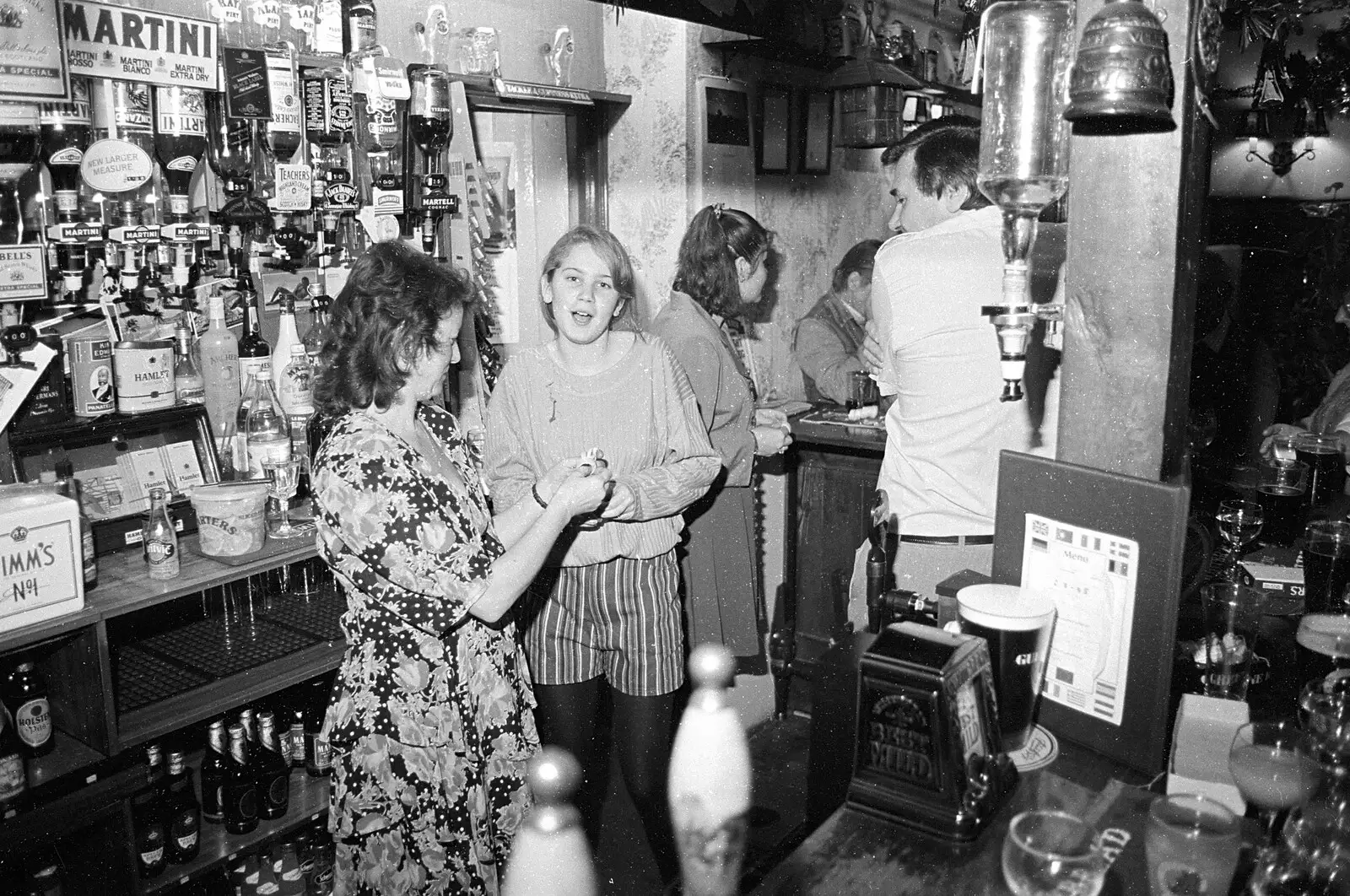 Lorraine looks over, from New Year's Eve at the Swan Inn, Brome, Suffolk - 31st December 1992