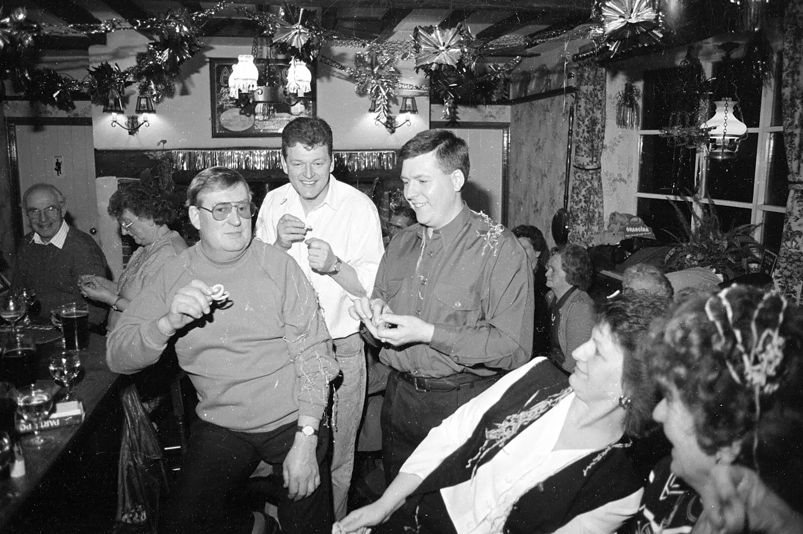 Tony, Trevor and Barry, from New Year's Eve at the Swan Inn, Brome, Suffolk - 31st December 1992