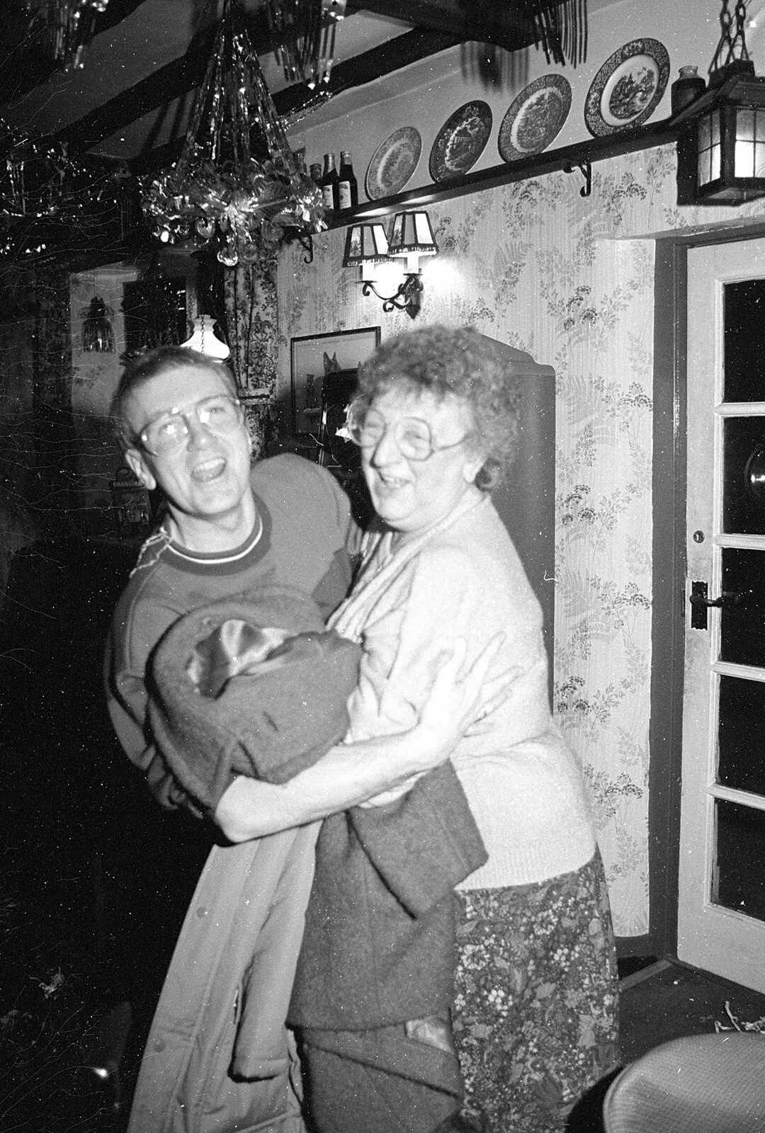 John Willy tries to stop Arline escaping from New Year's Eve at the Swan Inn, Brome, Suffolk - 31st December 1992