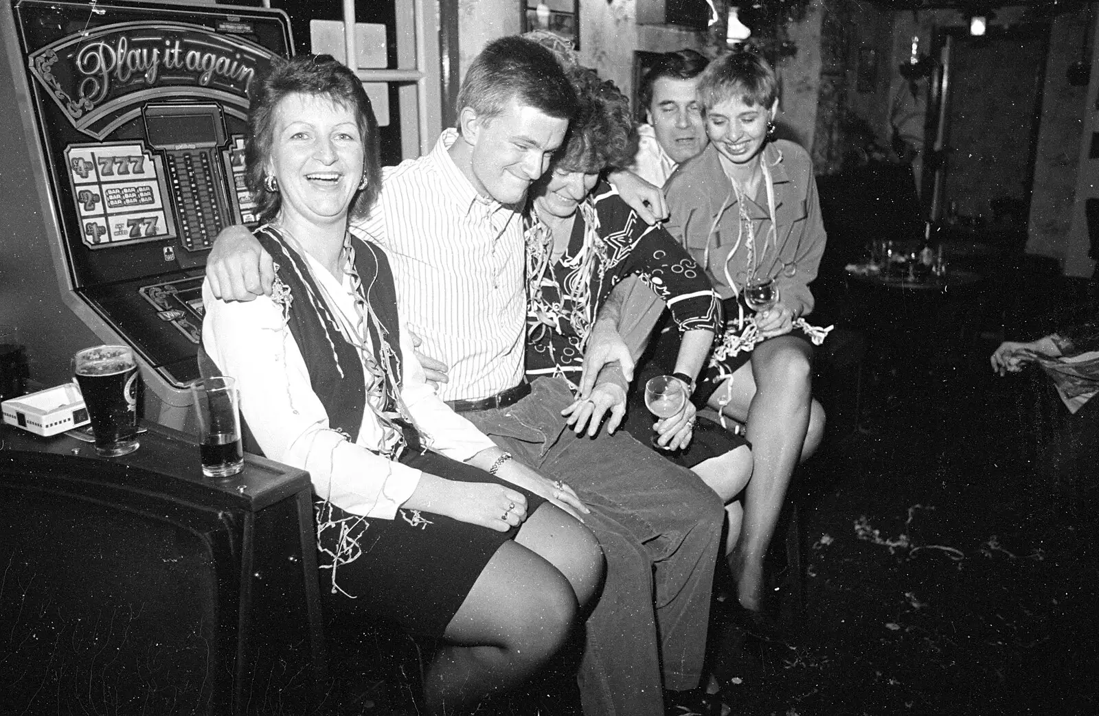 Nosher with Davina and Janet, from New Year's Eve at the Swan Inn, Brome, Suffolk - 31st December 1992