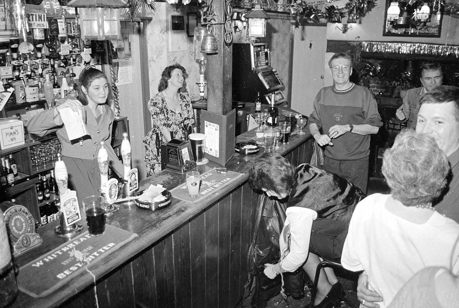 In the bar, from New Year's Eve at the Swan Inn, Brome, Suffolk - 31st December 1992