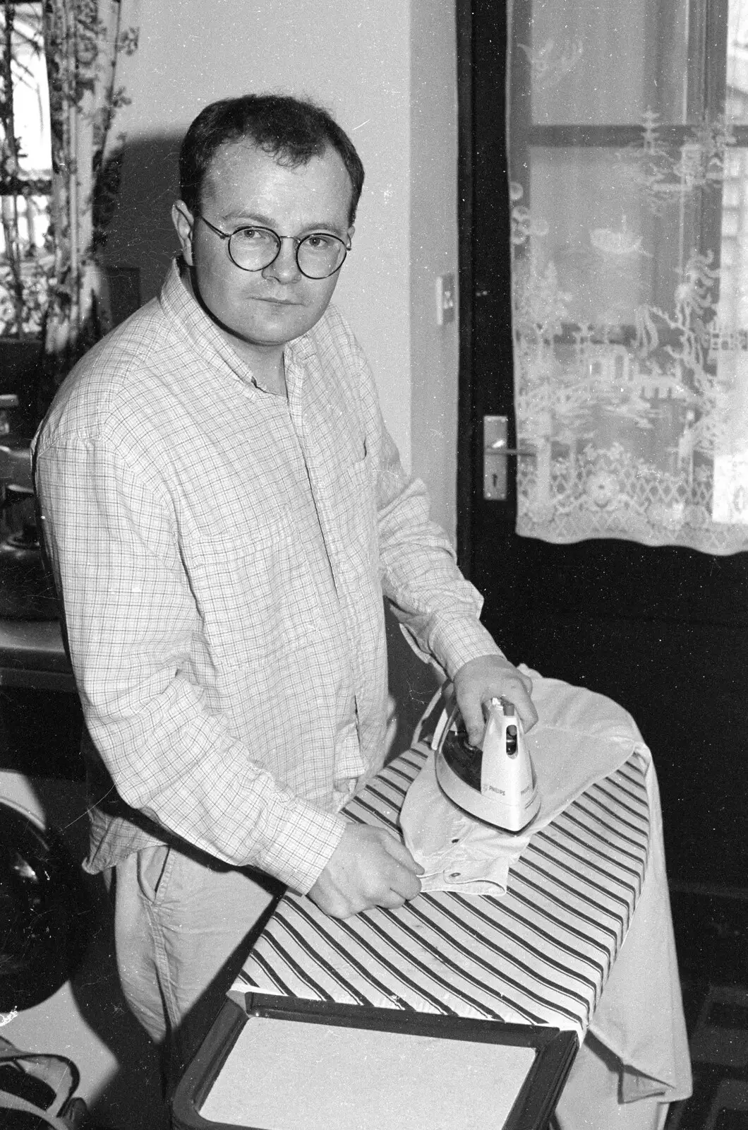 Hamish does some ironing at The Stables, from A Fishing Trip on the Linda M, Southwold, Suffolk - 25th April 1993