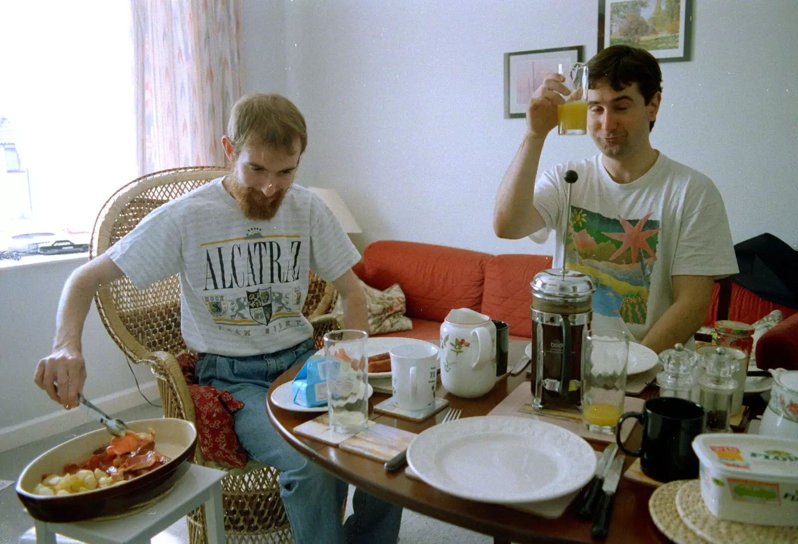 Dave gets a bit of bacon, from A Trip to Mutton Cove, Plymouth, Devon - 15th May 1993