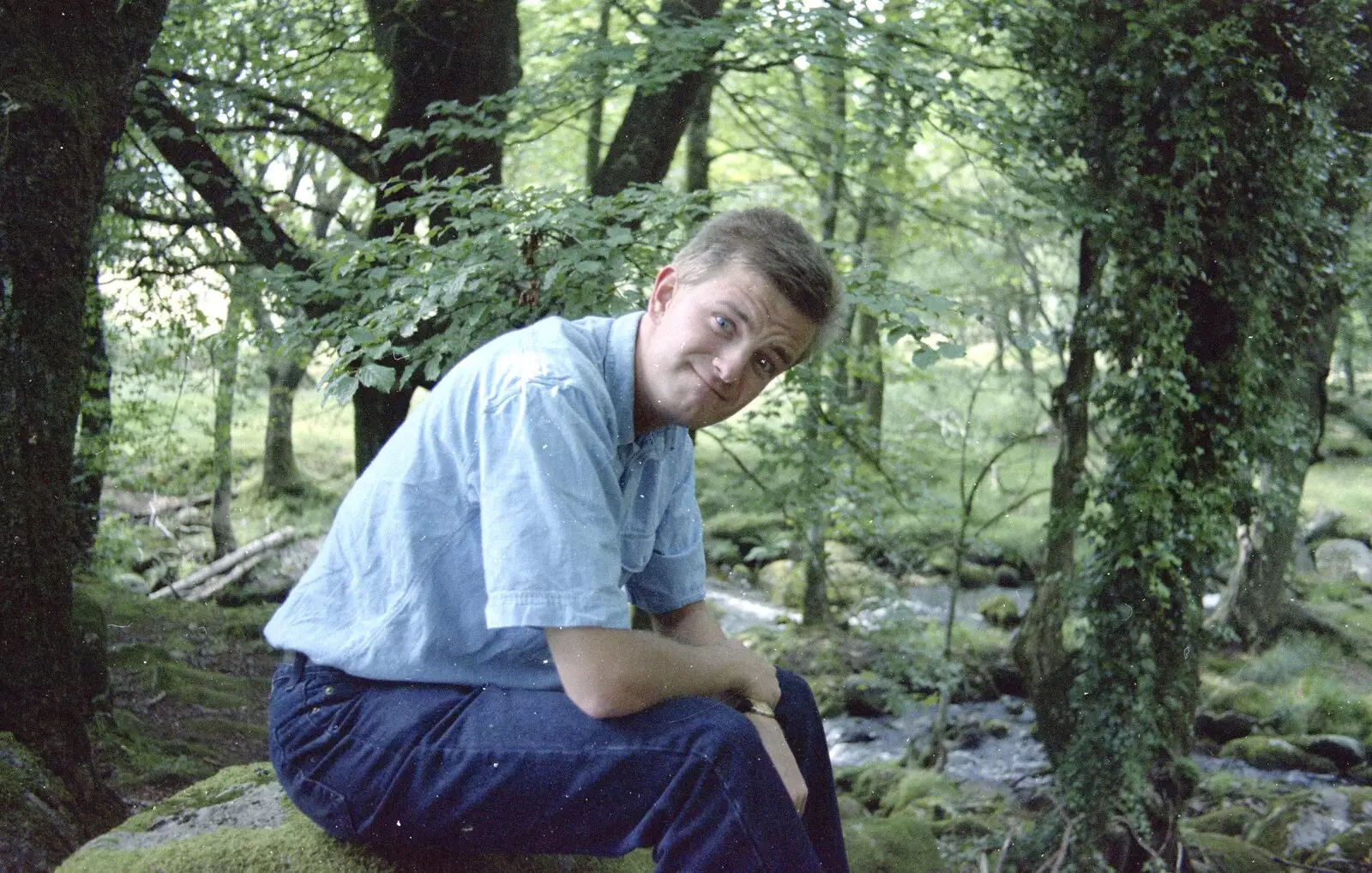 Nosher sits on a rock, from A Trip to Mutton Cove, Plymouth, Devon - 15th May 1993