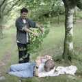 Rik's found a bit of tree to poke Dave with, A Trip to Mutton Cove, Plymouth, Devon - 15th May 1993