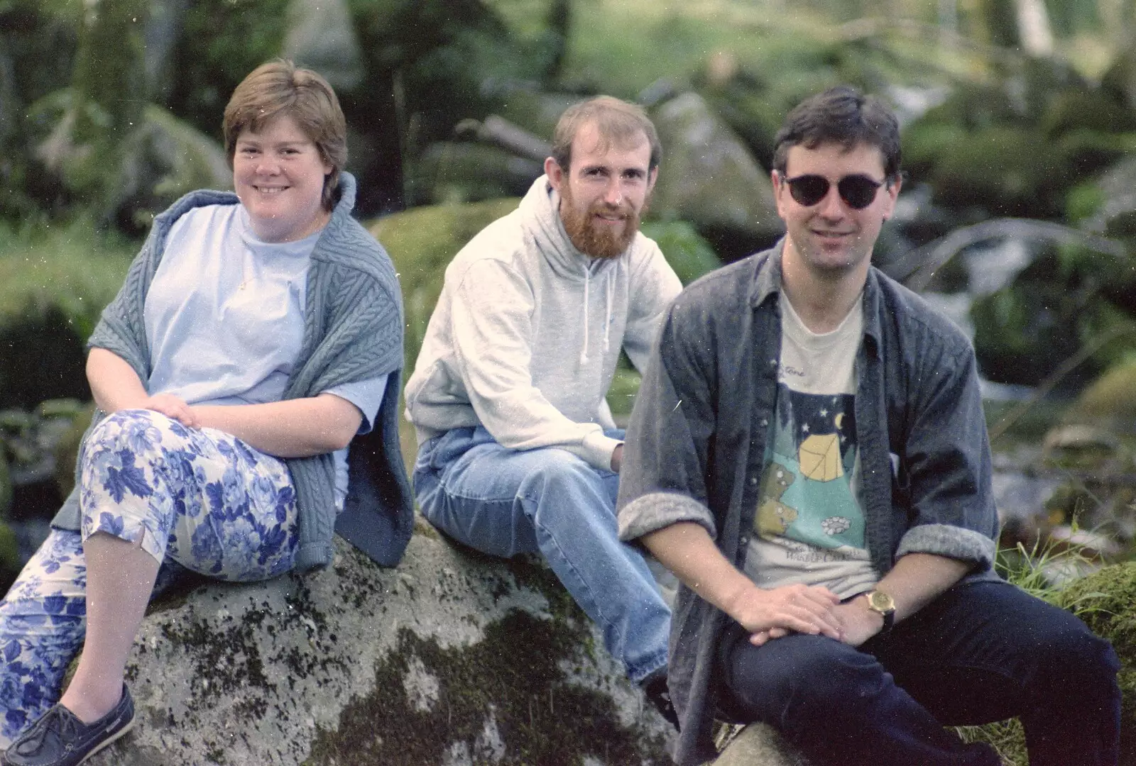 Kate, Dave and Riki near Badger's Holt, from A Trip to Mutton Cove, Plymouth, Devon - 15th May 1993