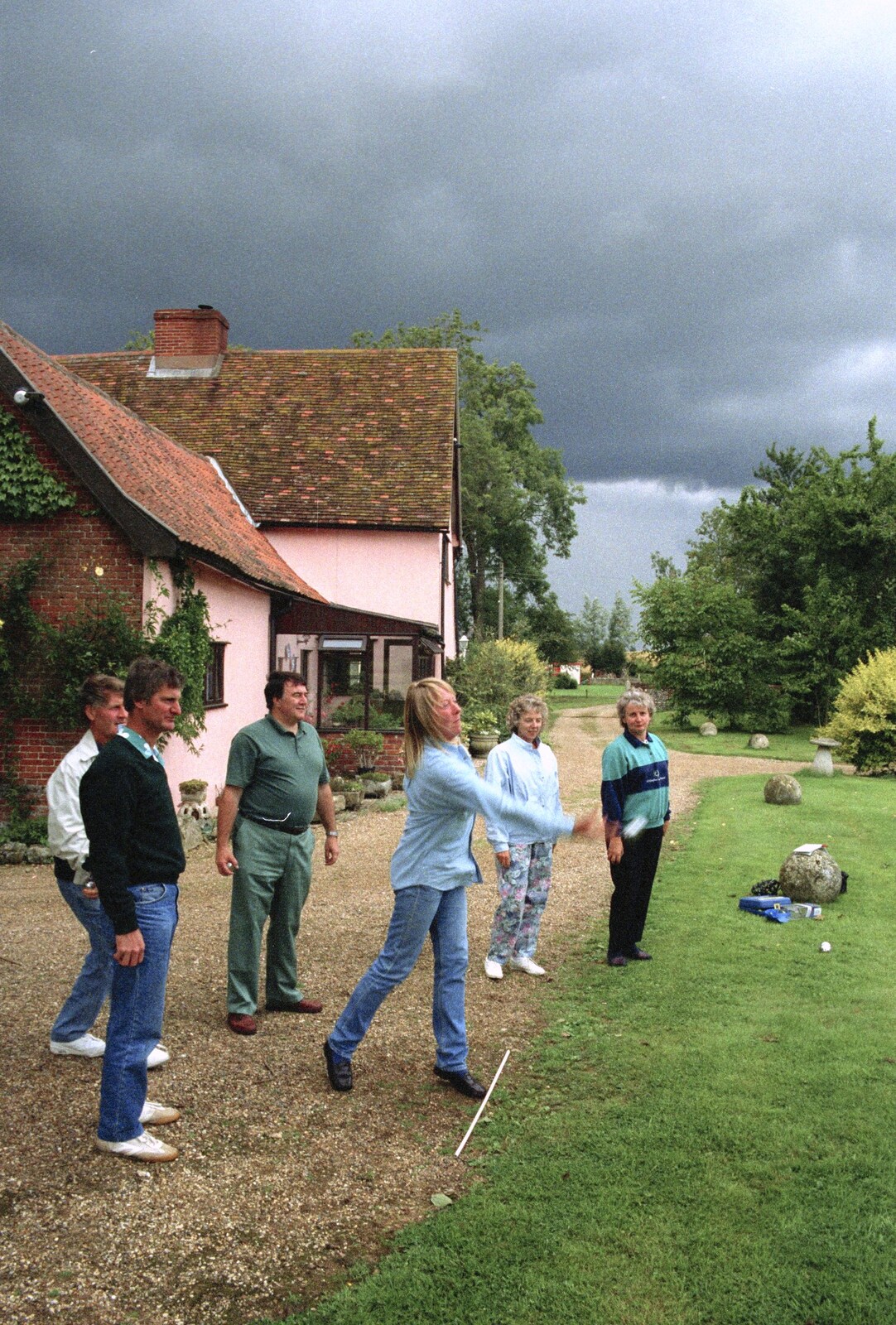 Sue hurls a shoe from Mel Visits and a bit of Clays, Stuston and Bungay, Suffolk - 19th June 1993