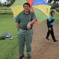 Corky shelters under an umbrella, Mel Visits and a bit of Clays, Stuston and Bungay, Suffolk - 19th June 1993