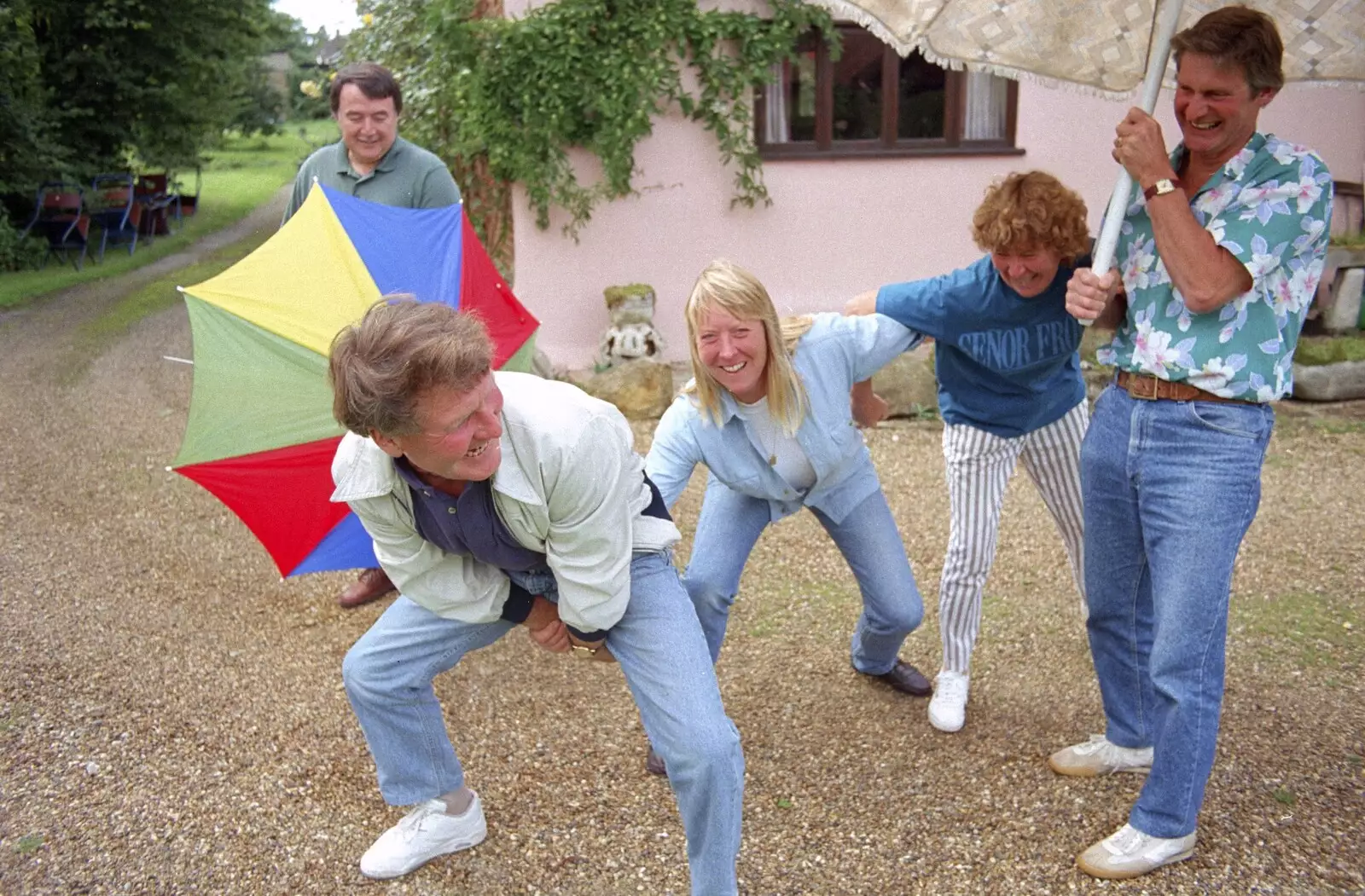 Messing around with umbrellas, from Mel Visits and a bit of Clays, Stuston and Bungay, Suffolk - 19th June 1993