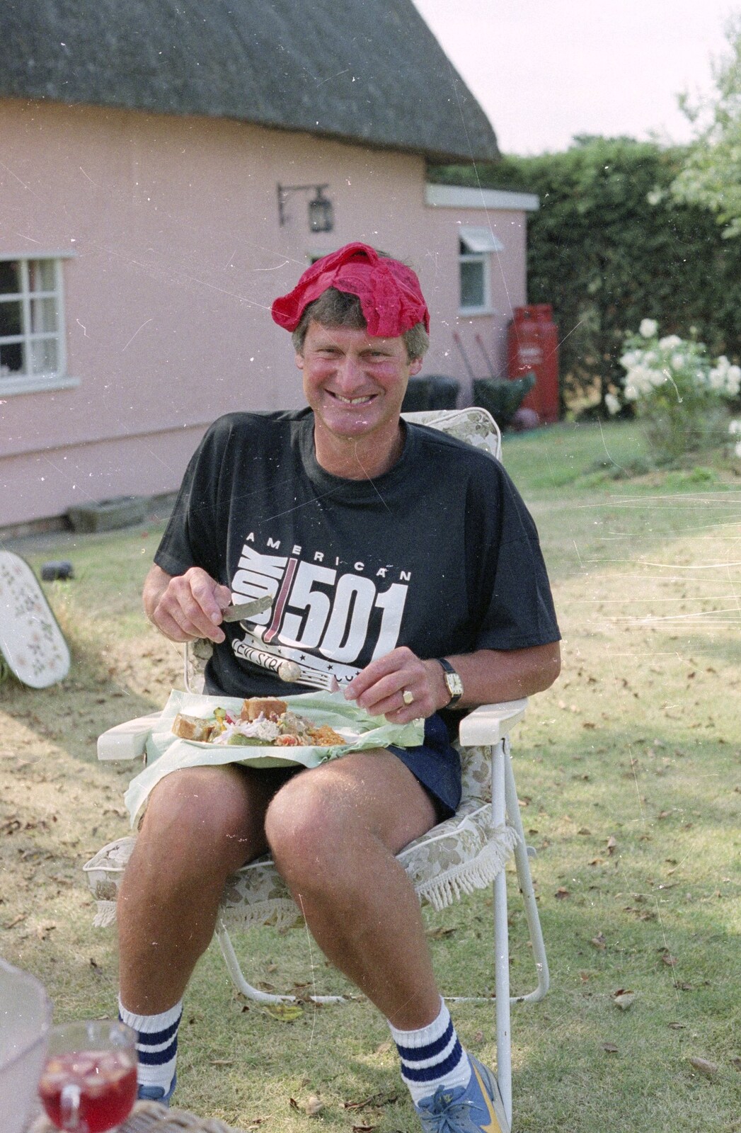 Geoff got some knickers on his head from A Mad Sue Hooley, Stuston, Suffolk  - 5th July 1993