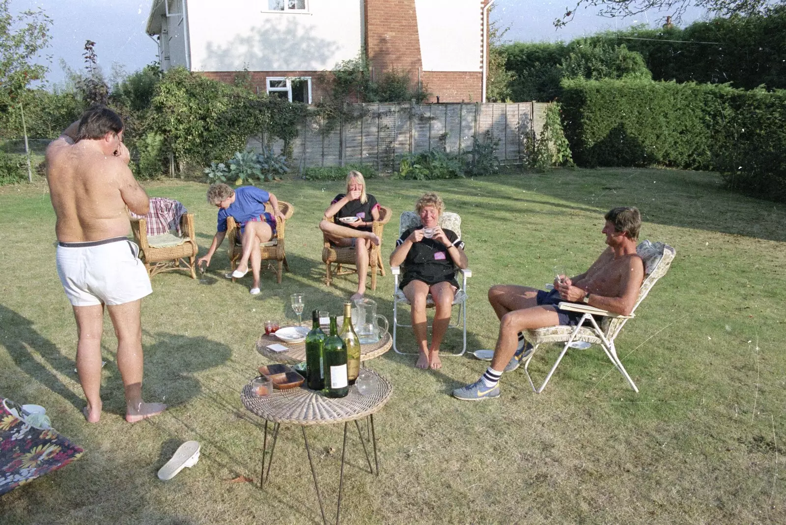 Lounging around in Sue's back garden, from A Mad Sue Hooley, Stuston, Suffolk  - 5th July 1993