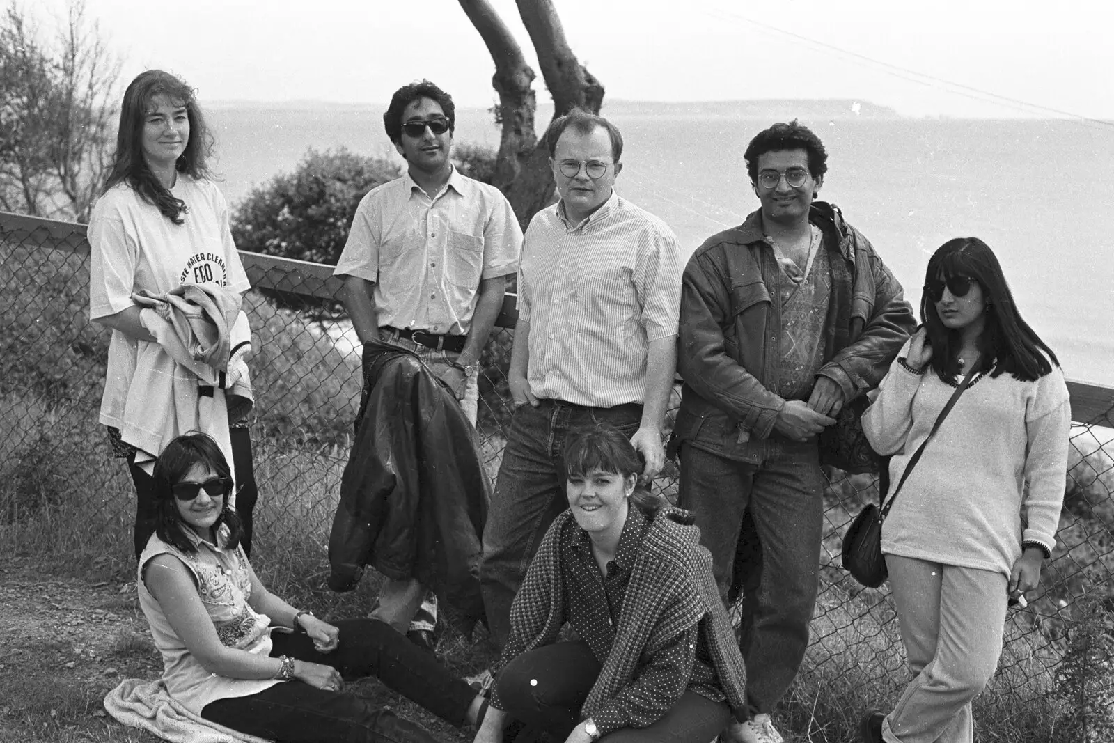 Hamish's Glasgow Dental School posse at Highliffe Castle, from Jim's Stag Day and a Stripper, Brome Swan, Suffolk - 17th July 1993