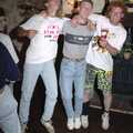 Jimmy, Mikey and Wavy dance around, Jim's Stag Day and a Stripper, Brome Swan, Suffolk - 17th July 1993