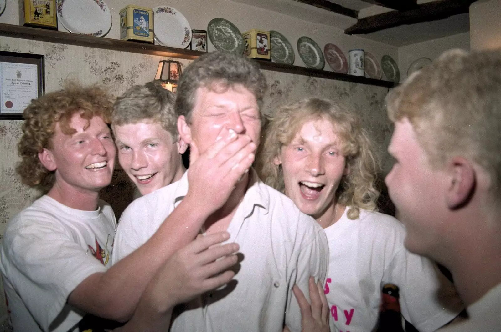 Trevor the builder gets some lard, from Jim's Stag Day and a Stripper, Brome Swan, Suffolk - 17th July 1993