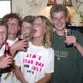 Mikey, Wavy, Andy, Jim and Bill, Jim's Stag Day and a Stripper, Brome Swan, Suffolk - 17th July 1993
