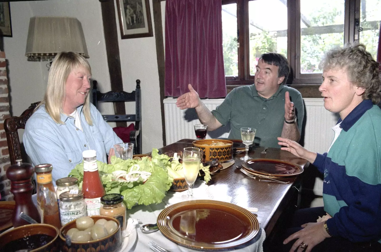 Sue, David and Linda, from Jim's Stag Day and a Stripper, Brome Swan, Suffolk - 17th July 1993