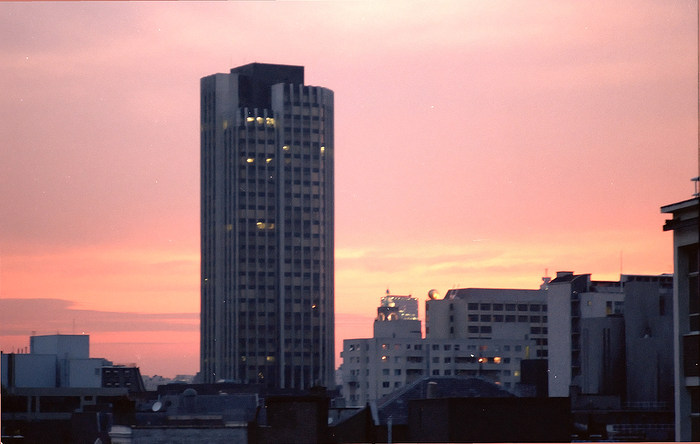 Sunset on a London skyline from Jim's Stag Day and a Stripper, Brome Swan, Suffolk - 17th July 1993