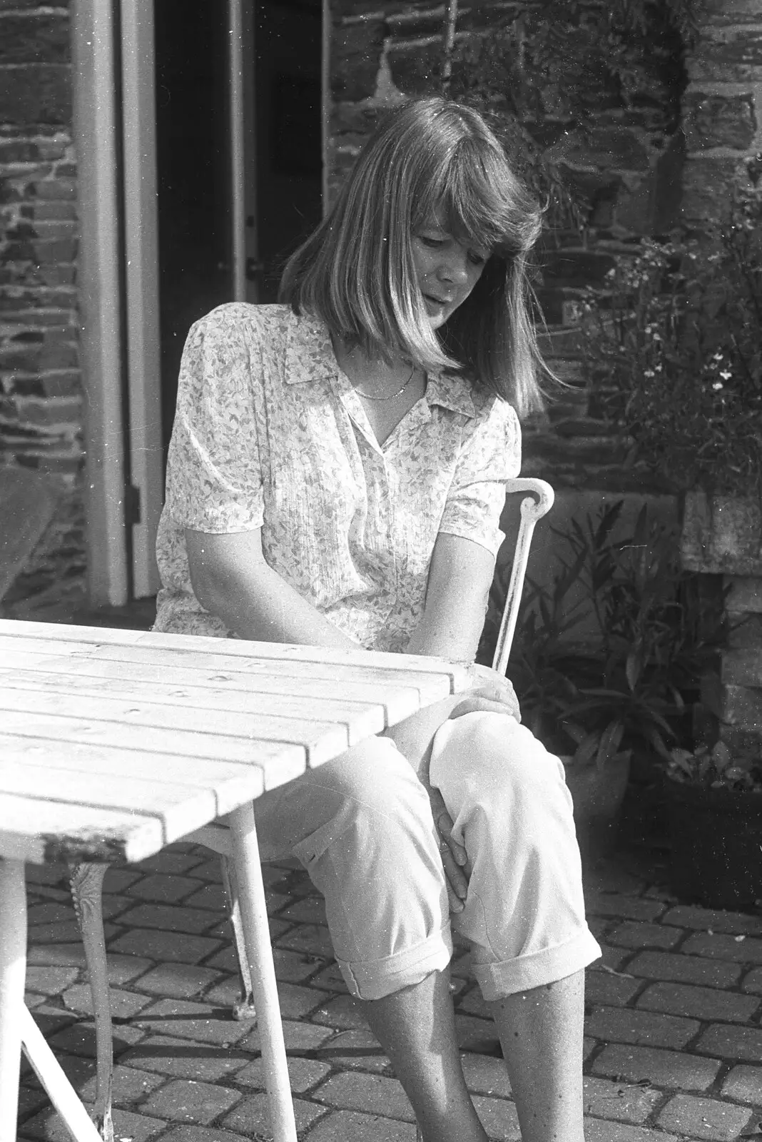 Mother sits at a table, from London Party and a Trip to Mother's, Hoo Meavy, Devon - 5th August 1993