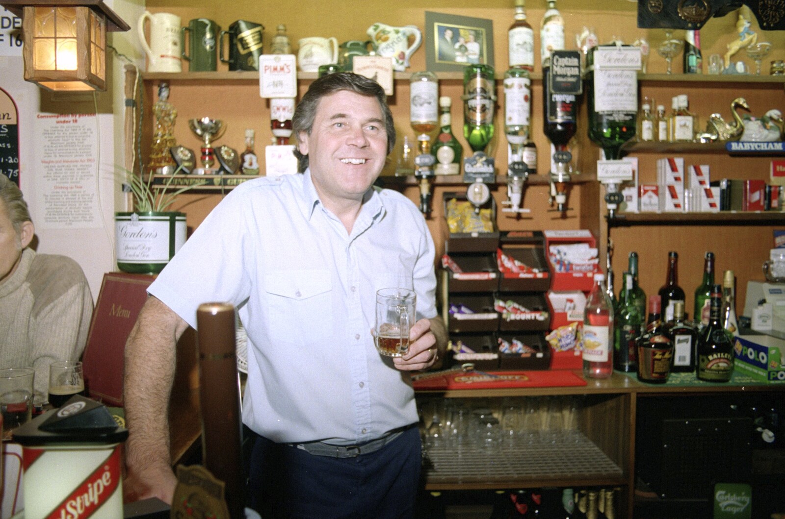 Alan has a half of beer from A Night In The Swan Inn, Brome, Suffolk - 1st November 1993