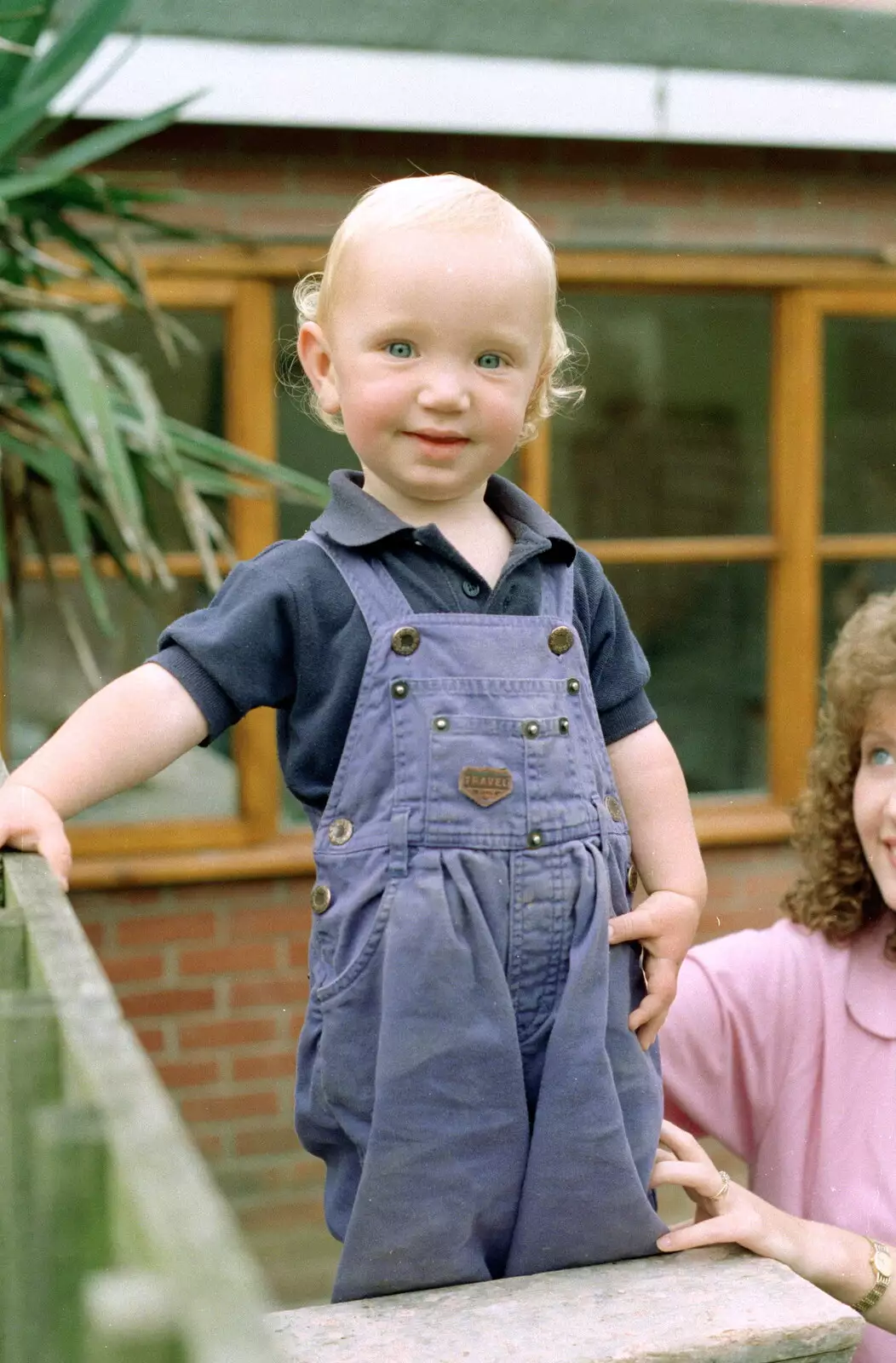 Monique's new sprog, from A Geoff and Brenda Barbeque, Stuston, Suffolk - 3rd April 1994