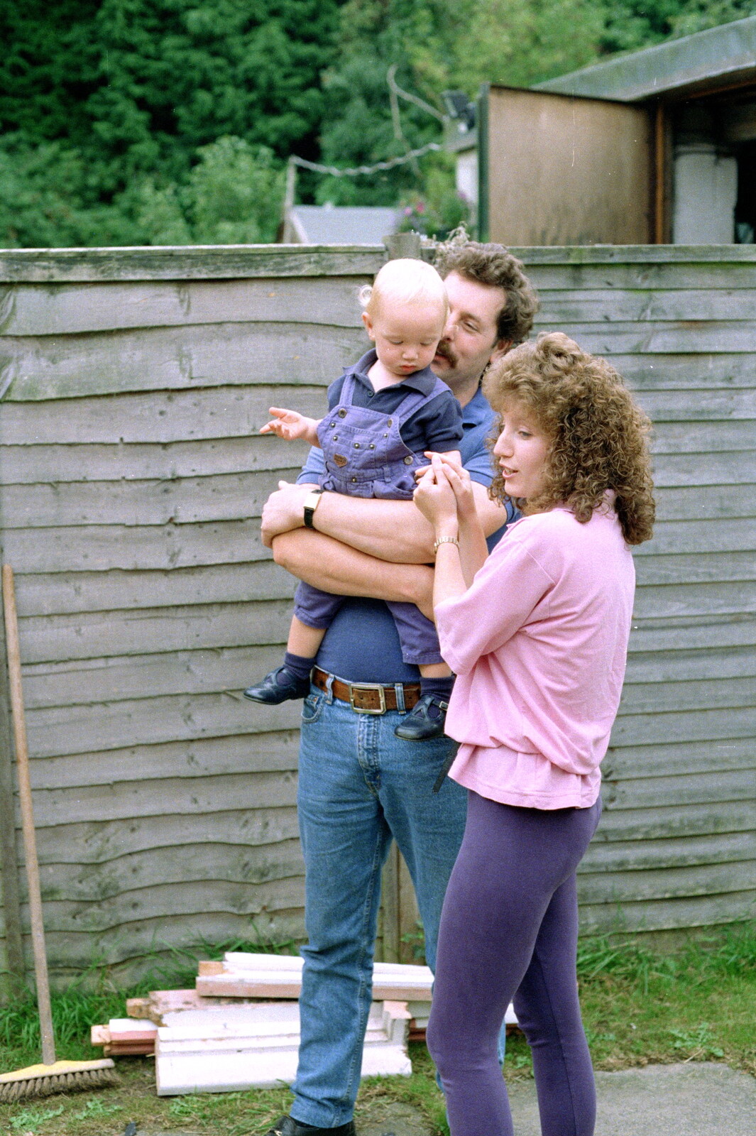 Monique and Keith with their sprog from A Geoff and Brenda Barbeque, Stuston, Suffolk - 3rd April 1994