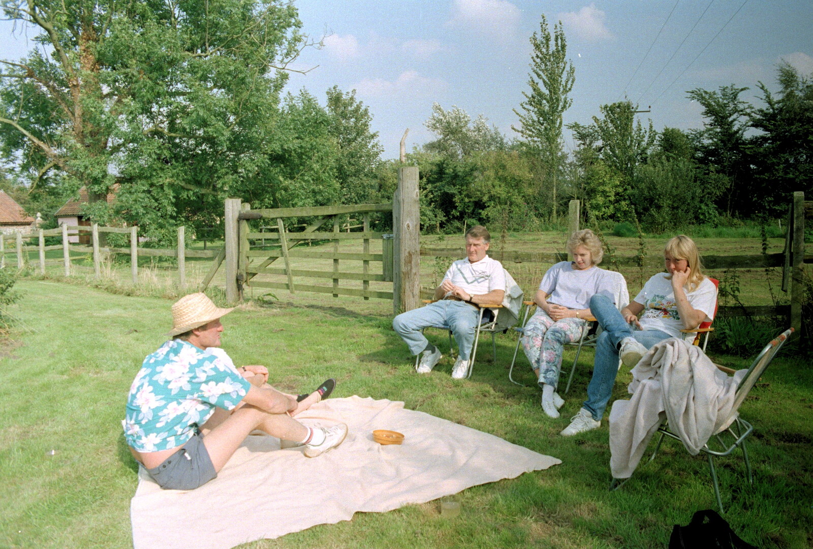 Geoff on a blanket from A Geoff and Brenda Barbeque, Stuston, Suffolk - 3rd April 1994