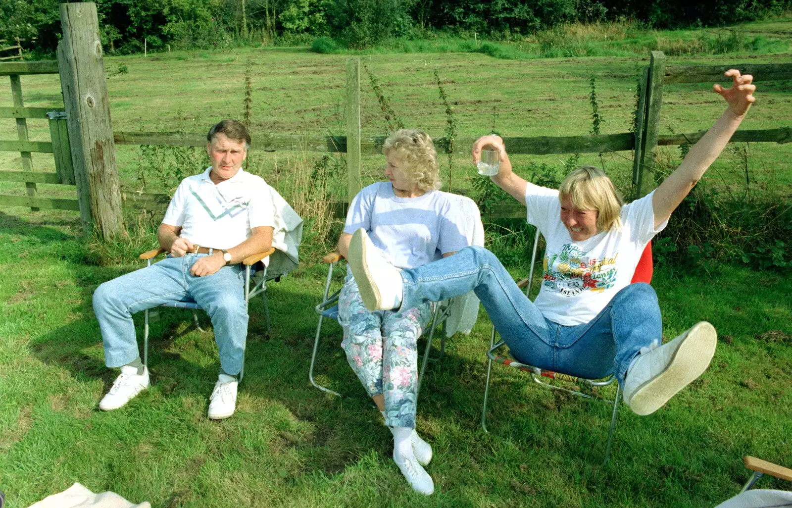 Bernie, Jean and 'Mad' Sue, from A Geoff and Brenda Barbeque, Stuston, Suffolk - 3rd April 1994