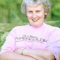 Linda in a peculiar tee-shirt, A Geoff and Brenda Barbeque, Stuston, Suffolk - 3rd April 1994