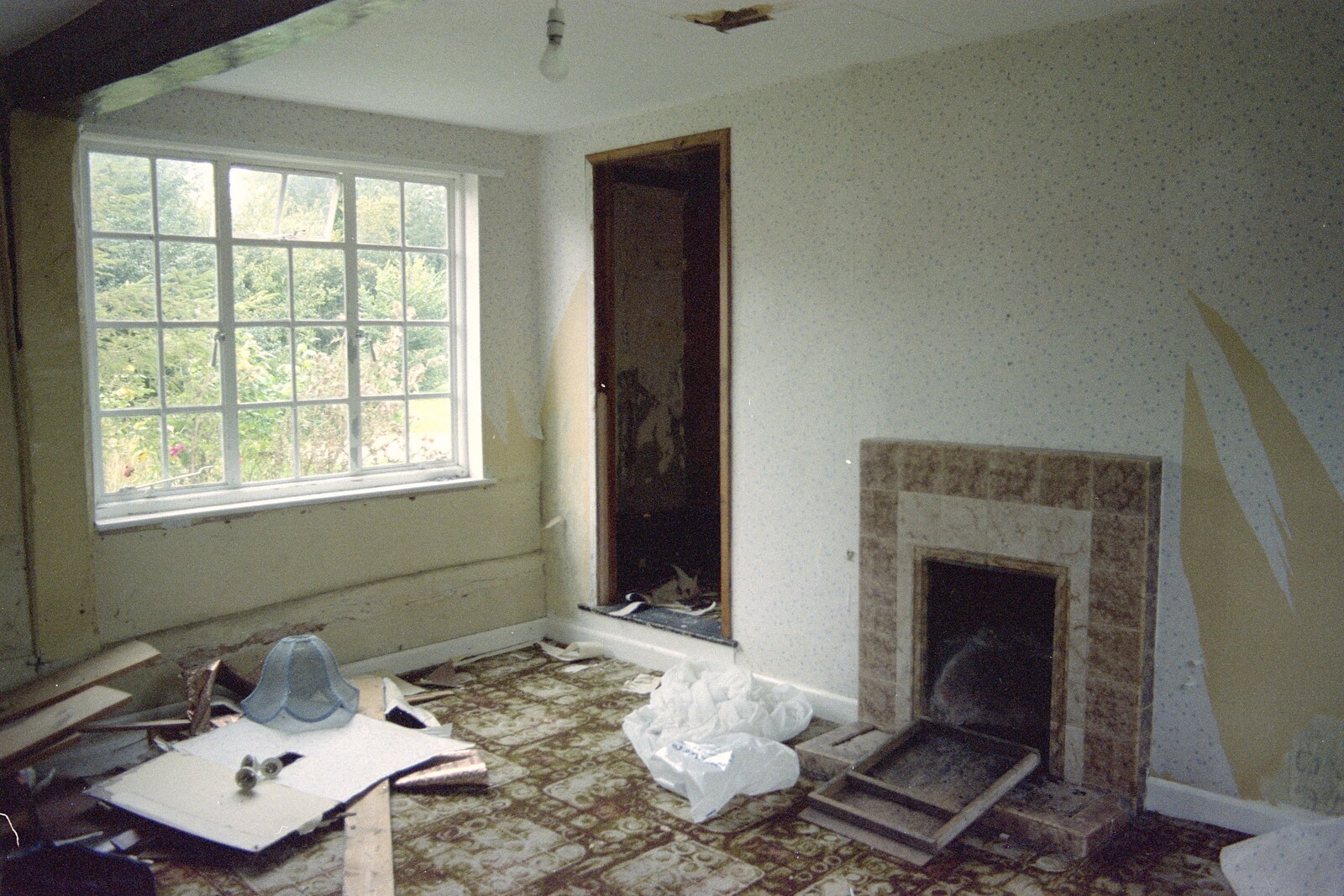 The 1950s fireplace and a gold-wallpapered nook from Moving In, Brome, Suffolk - 10th April 1994
