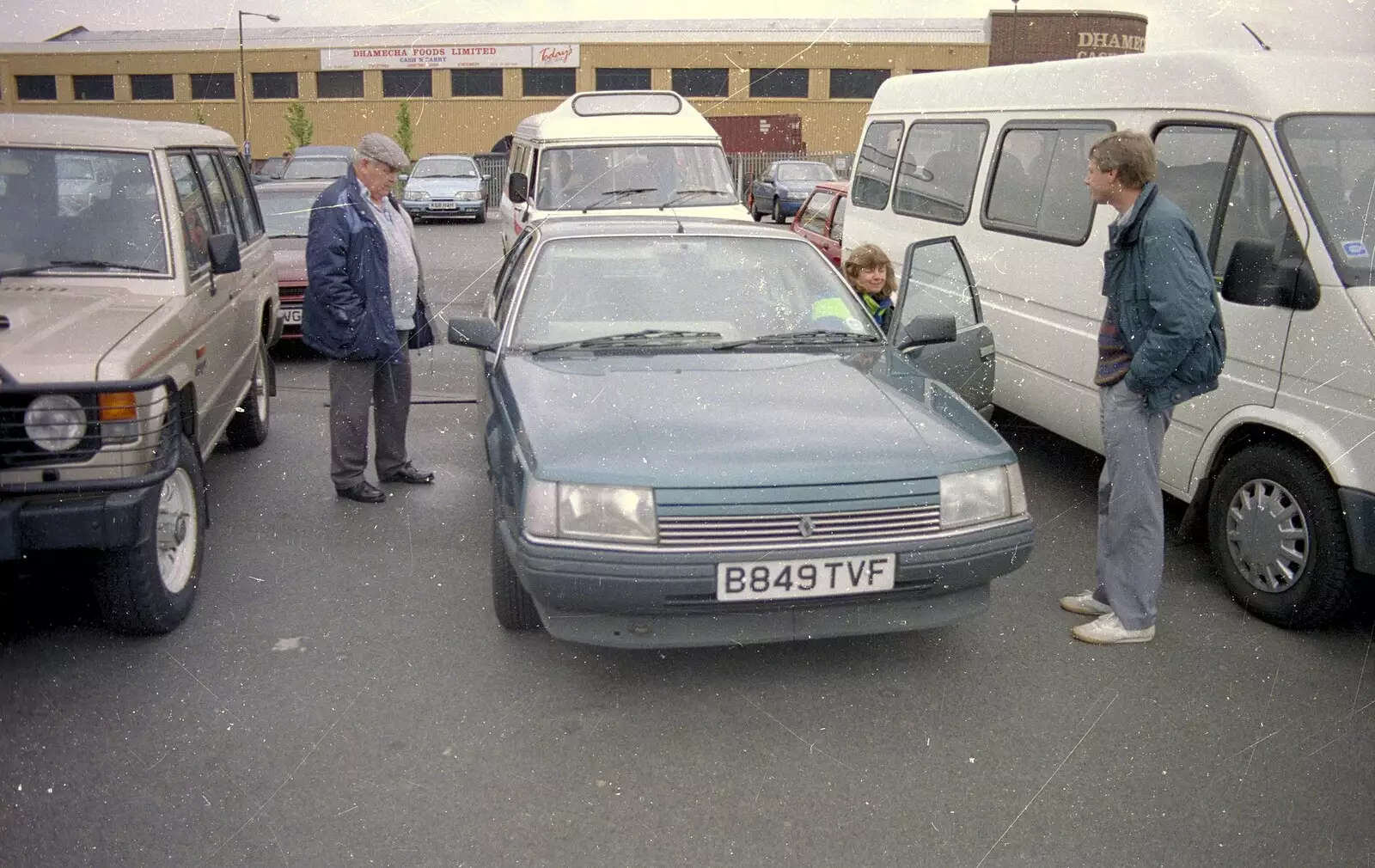 Sarah gets out of Kenny's car at Wembley, from Diss Town and the F.A. Vase Final, Diss and Wembley, Norfolk and London - 15th May 1994