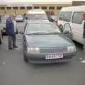 Sarah gets out of Kenny's car at Wembley, Diss Town and the F.A. Vase Final, Diss and Wembley, Norfolk and London - 15th May 1994