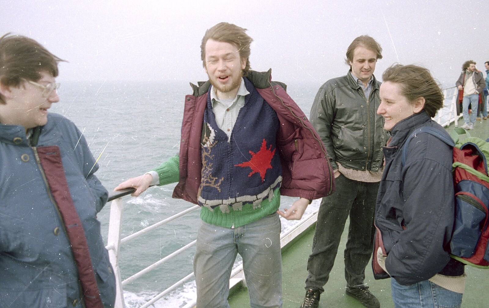 Tone, Nick Booth, Neil and Jo Jennet on the ferry  from A Clays Trip to Calais, and Sorting Out The Garden, Suffolk - 18th May 1994