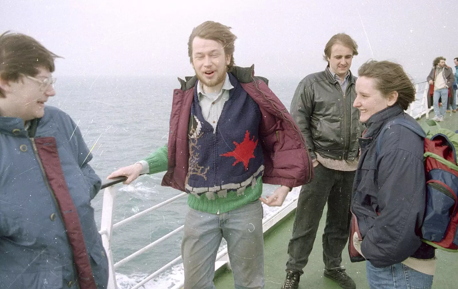 Tone, Nick Booth, Neil and Jo Jennet on the ferry , from A Clays Trip to Calais, and Sorting Out The Garden, Suffolk - 18th May 1994