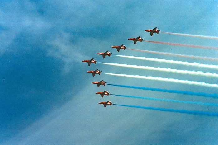 The Red Arrows in their basic formation from The Mildenhall Air Fete, Mildenhall, Suffolk - 29th May 1994