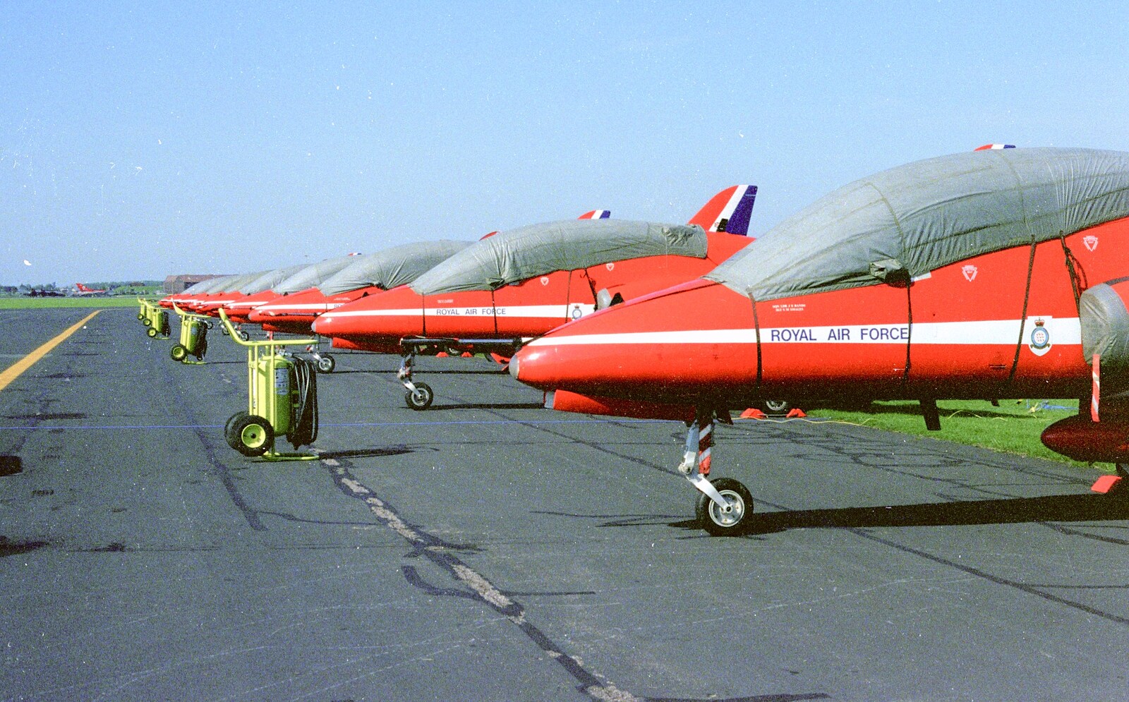 The Red Arrows are parked and rugged up from The Mildenhall Air Fete, Mildenhall, Suffolk - 29th May 1994