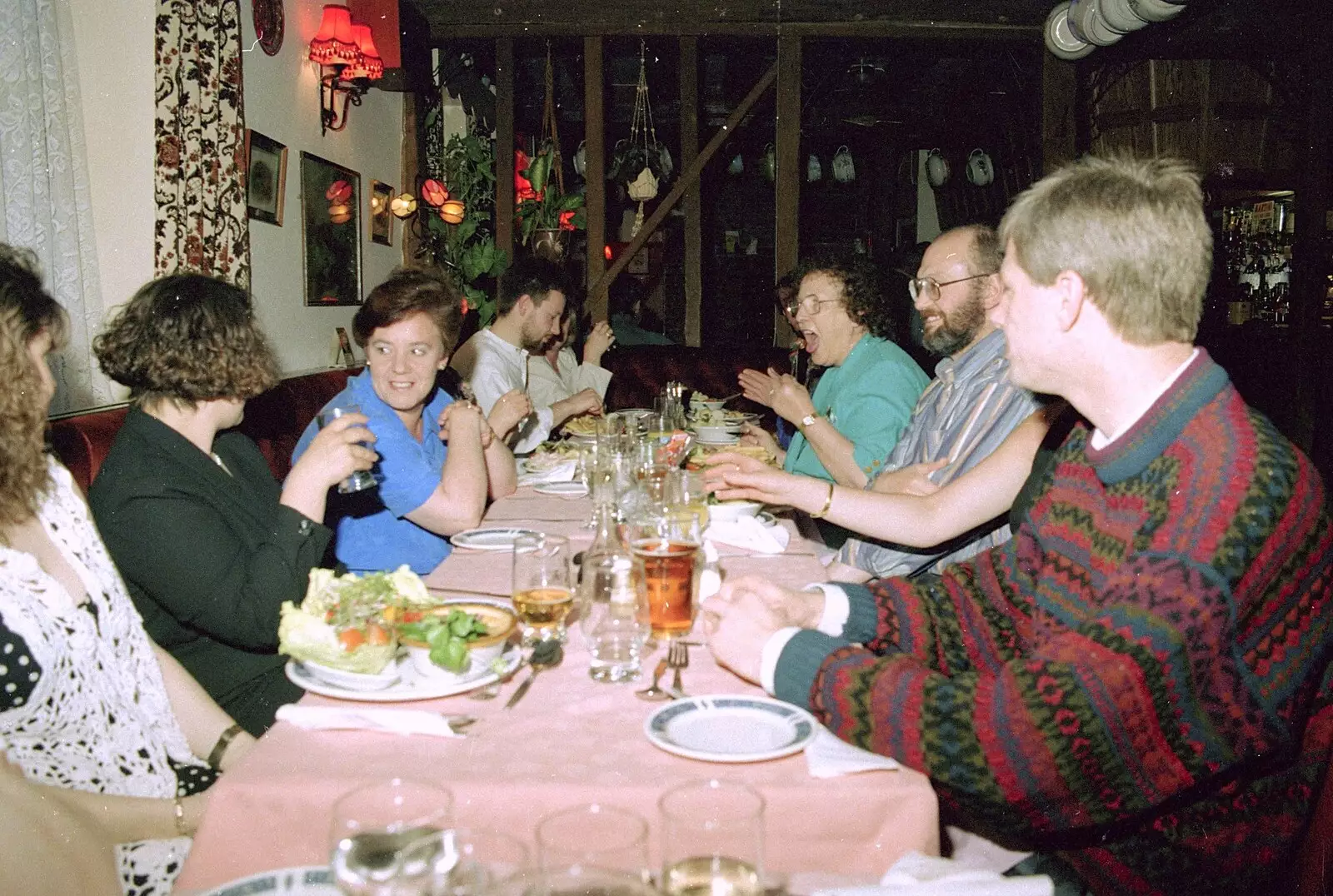 Crispy, Beryl, Baz, Steve-o and the gang, from Clays Softball and Printec Reunion, Ditchingham and Stoke Ash, Suffolk - 2nd June 1994