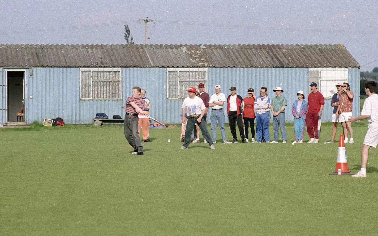 Clays employees line up for a turn at the bat, from Clays Softball and Printec Reunion, Ditchingham and Stoke Ash, Suffolk - 2nd June 1994