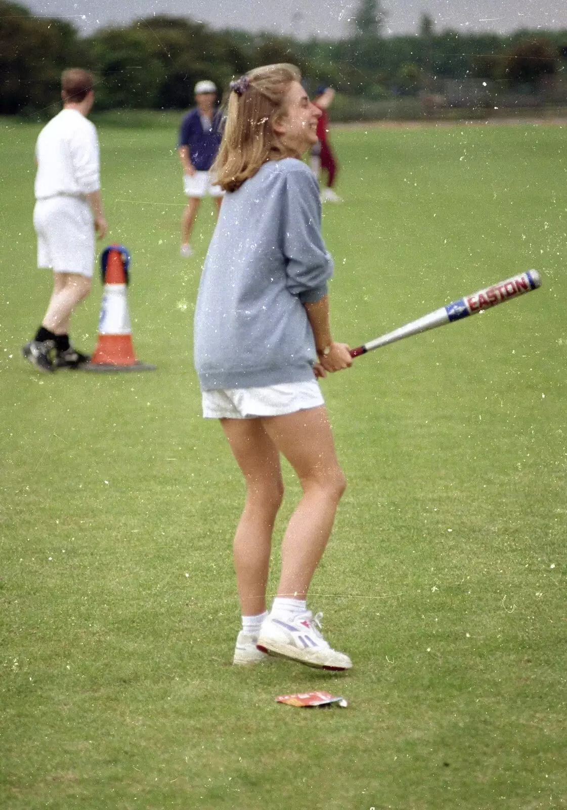 An interesting batting position, from Clays Softball and Printec Reunion, Ditchingham and Stoke Ash, Suffolk - 2nd June 1994