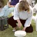 Sarah chops up her birthday cake, Sarah's Birthday Barbeque, Burston, Norfolk - 7th June 1994