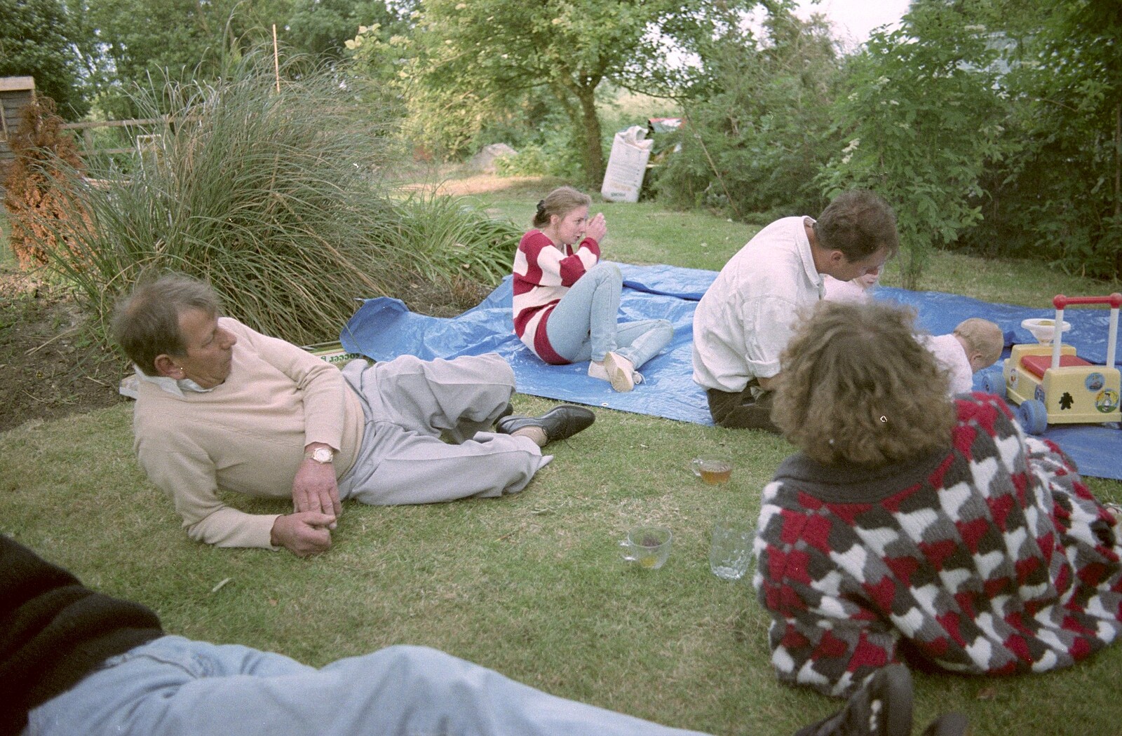 Raymond Rivett on the grass from Sarah's Birthday Barbeque, Burston, Norfolk - 7th June 1994