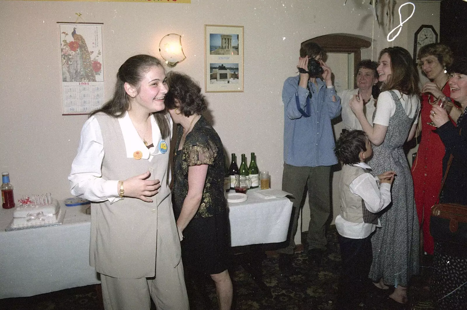 Claire and a birthday presentation, from Claire's Eighteenth Birthday, The Swan Inn, Brome, Suffolk - 11th June 1994